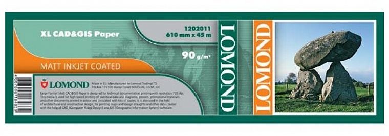 Lomond – матовая бумага для САПР и ГИС (610мм x 45м, 90г/кв.м, 1202011)